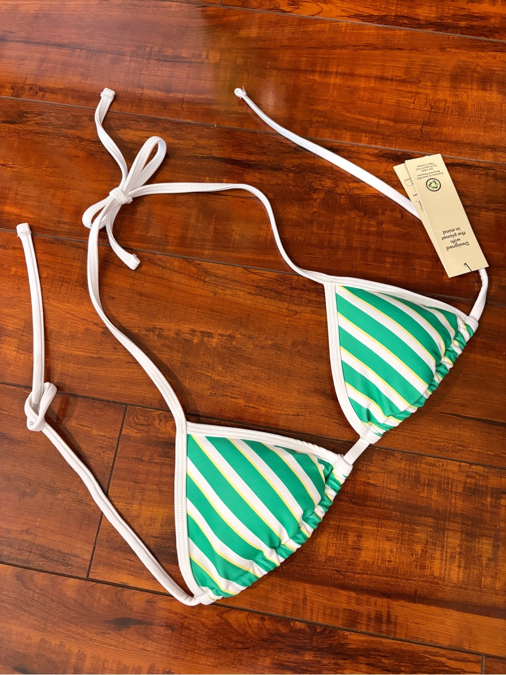 No Boundaries Sporty Stripe Triangle Bikini Top, Women's XXS
